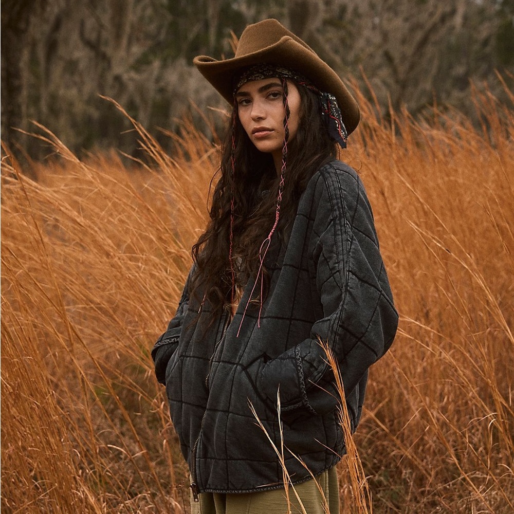 Dolman Quilted Knit Jacket- Free People Faded black  jacket. Size S.